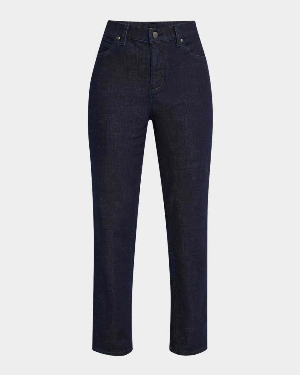 Cropped Straight-Leg Stretch Denim Pants